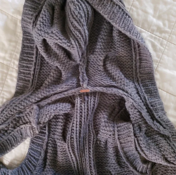 Free People Wool Blend Cable Knit Hooded Duster Cardigan Small/Med Ombre Tie Dye - Picture 6 of 13